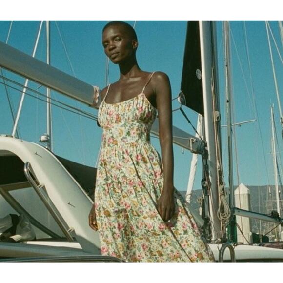 DOEN Sz M Medium Benoit Liberty Rose Romance Floral Midi Dress - Picture 1 of 9